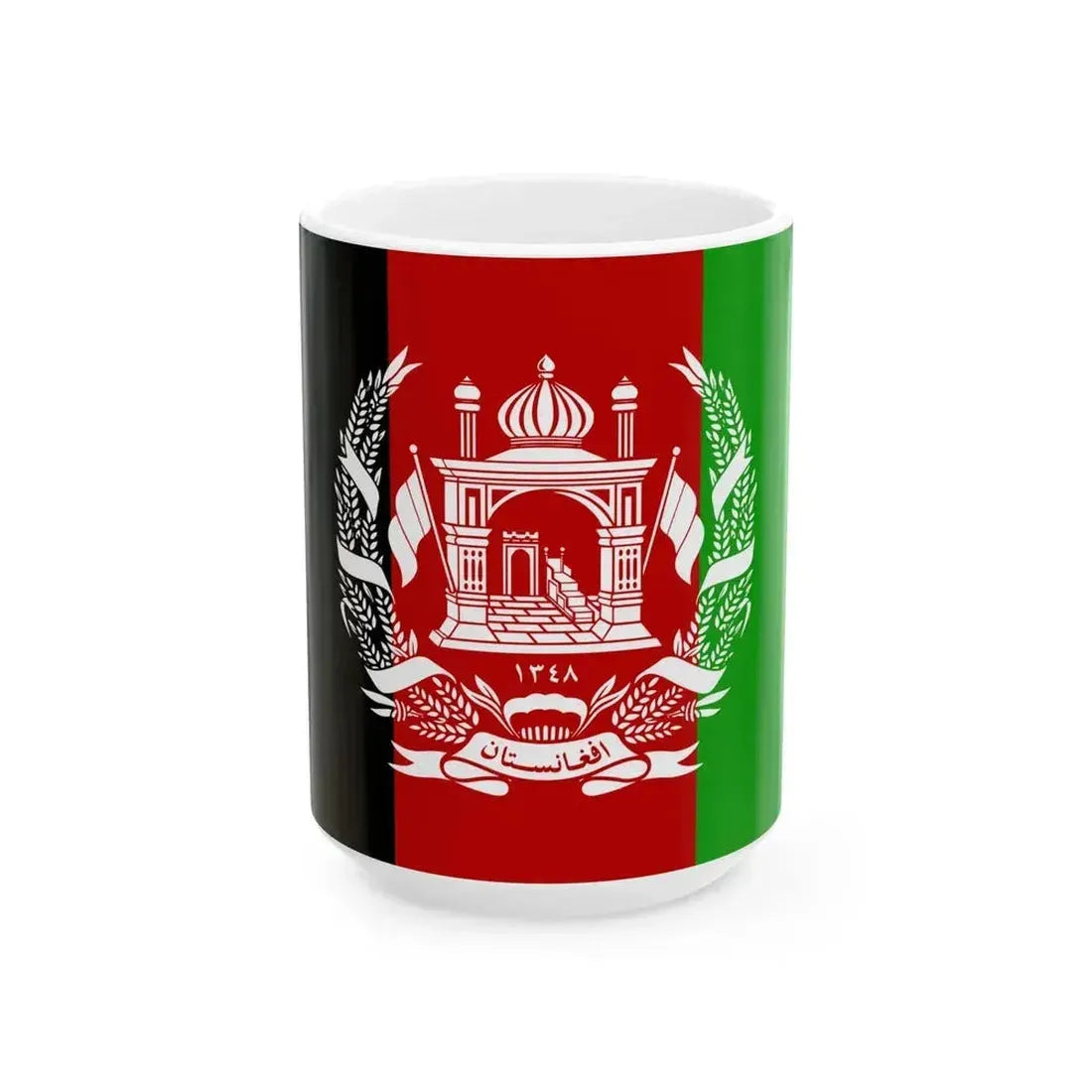 Flag of Afghanistan 1931-1973 (Afghanistan) White Coffee Mug 15oz - Go Mug Yourself