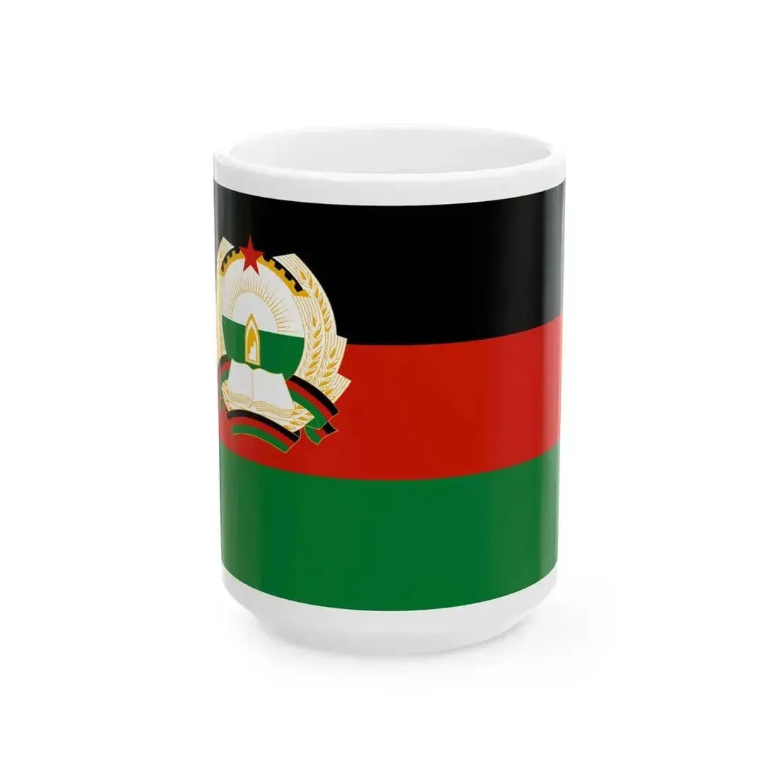 Flag of Afghanistan 1980-1987 3-2 (Afghanistan) White Coffee Mug 15oz - Go Mug Yourself