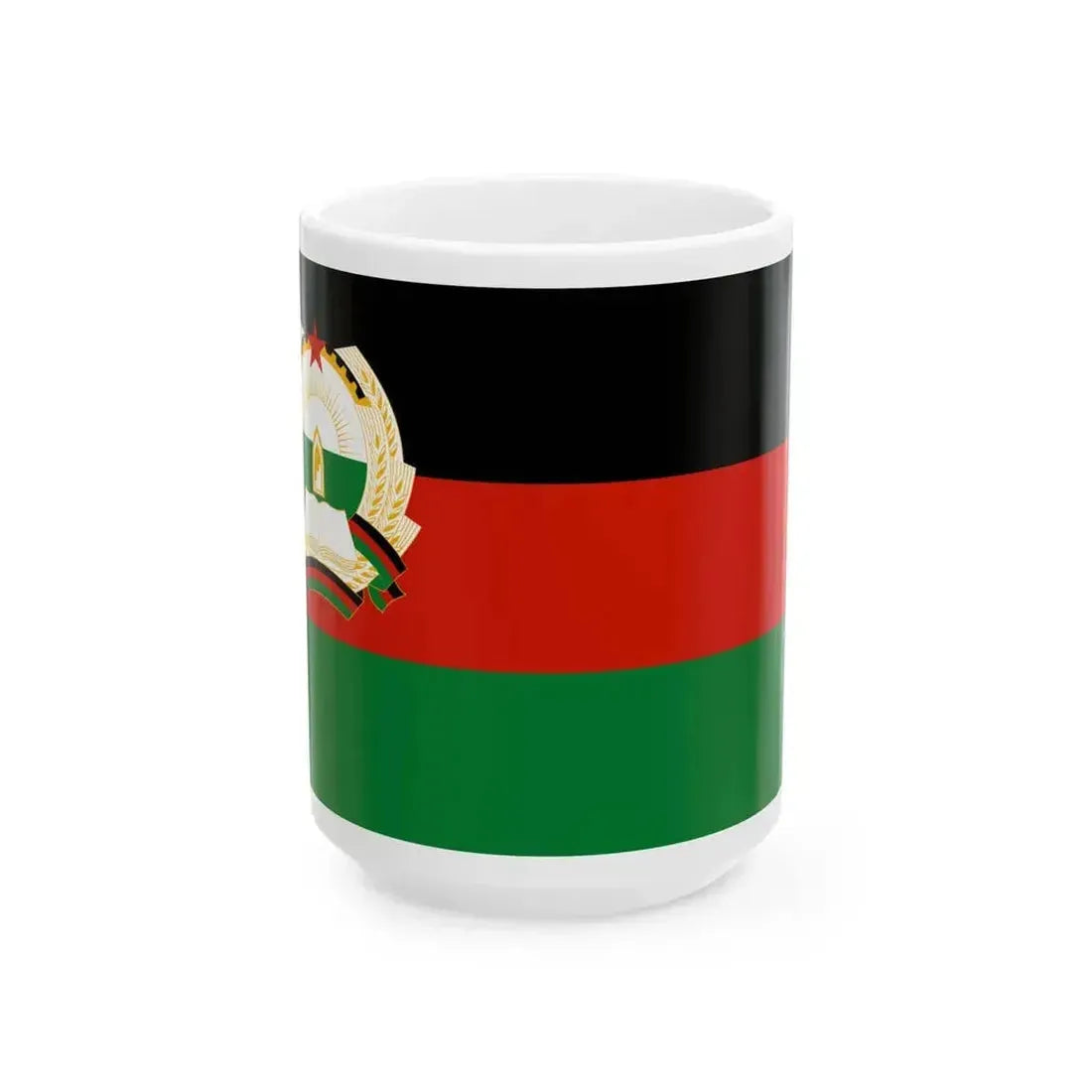 Flag of Afghanistan 1980-1987 (Afghanistan) White Coffee Mug 15oz - Go Mug Yourself
