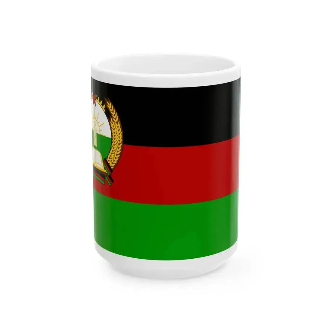 Flag of Afghanistan 1980 (Afghanistan) White Coffee Mug 15oz - Go Mug Yourself