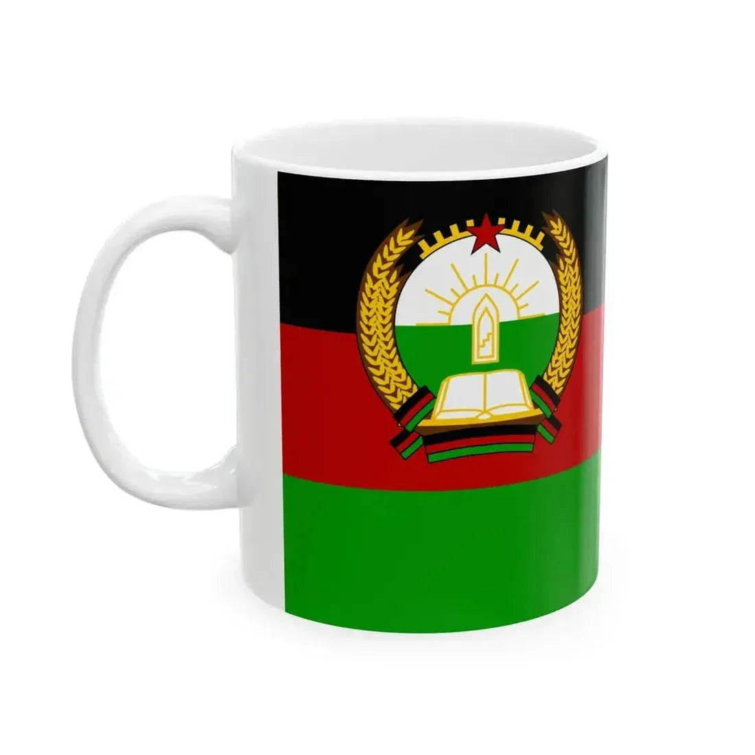 Flag of Afghanistan 1980 (Afghanistan) White Coffee Mug - Go Mug Yourself