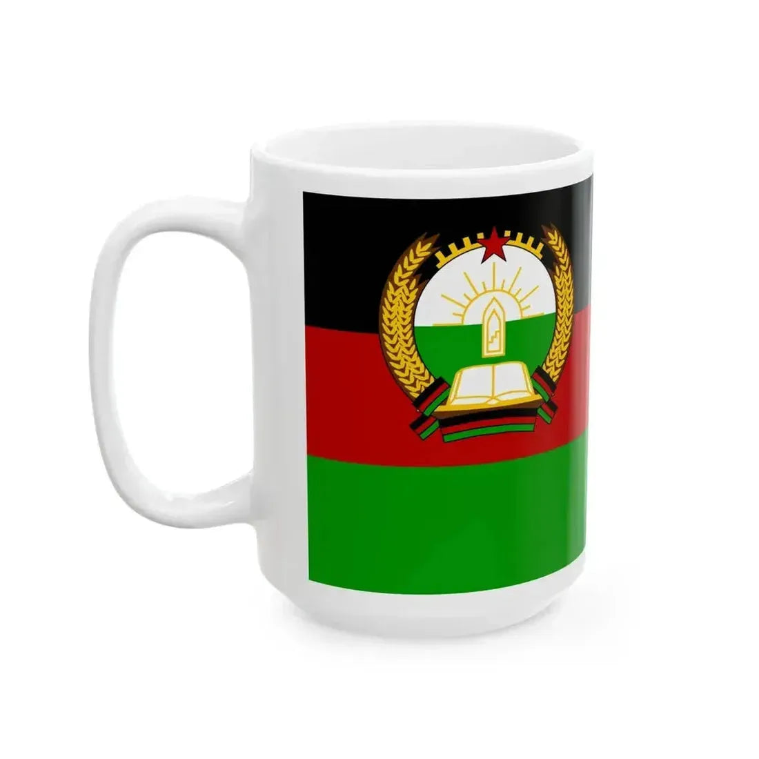 Flag of Afghanistan 1980 (Afghanistan) White Coffee Mug - Go Mug Yourself