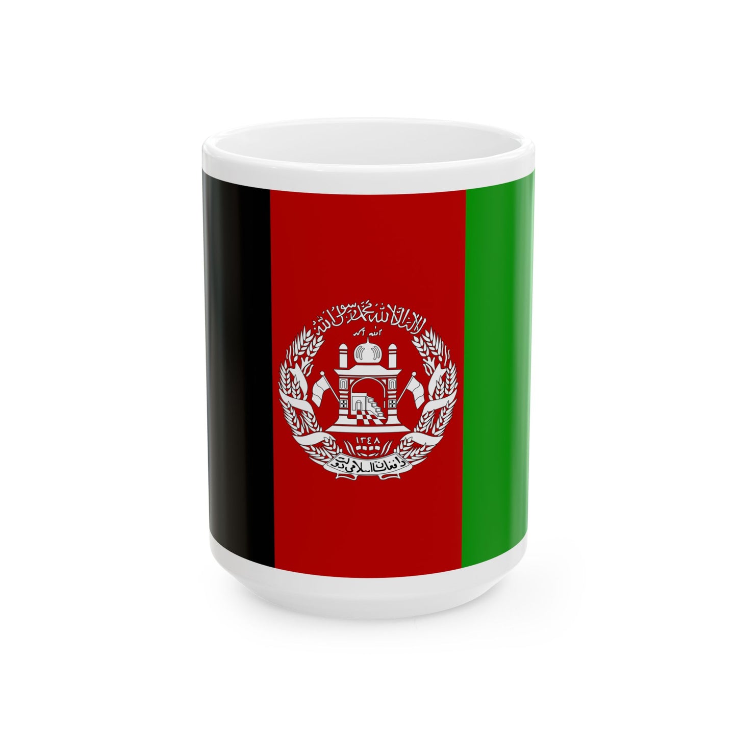 Flag of Afghanistan 2002-2004 3-2 (Afghanistan) White Coffee Mug-15oz-Go Mug Yourself