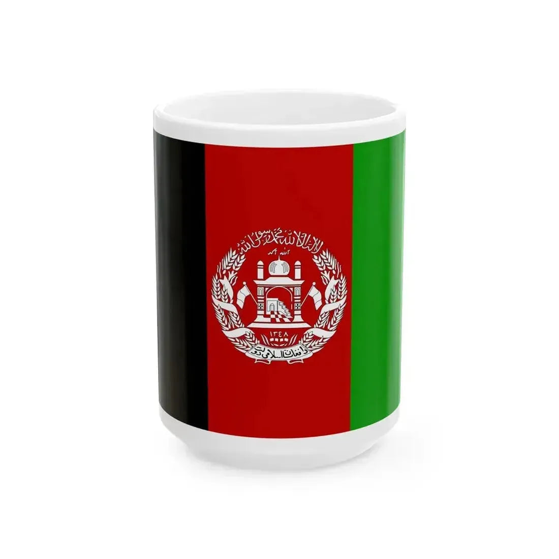 Flag of Afghanistan 2002-2004 3-2 (Afghanistan) White Coffee Mug 15oz - Go Mug Yourself