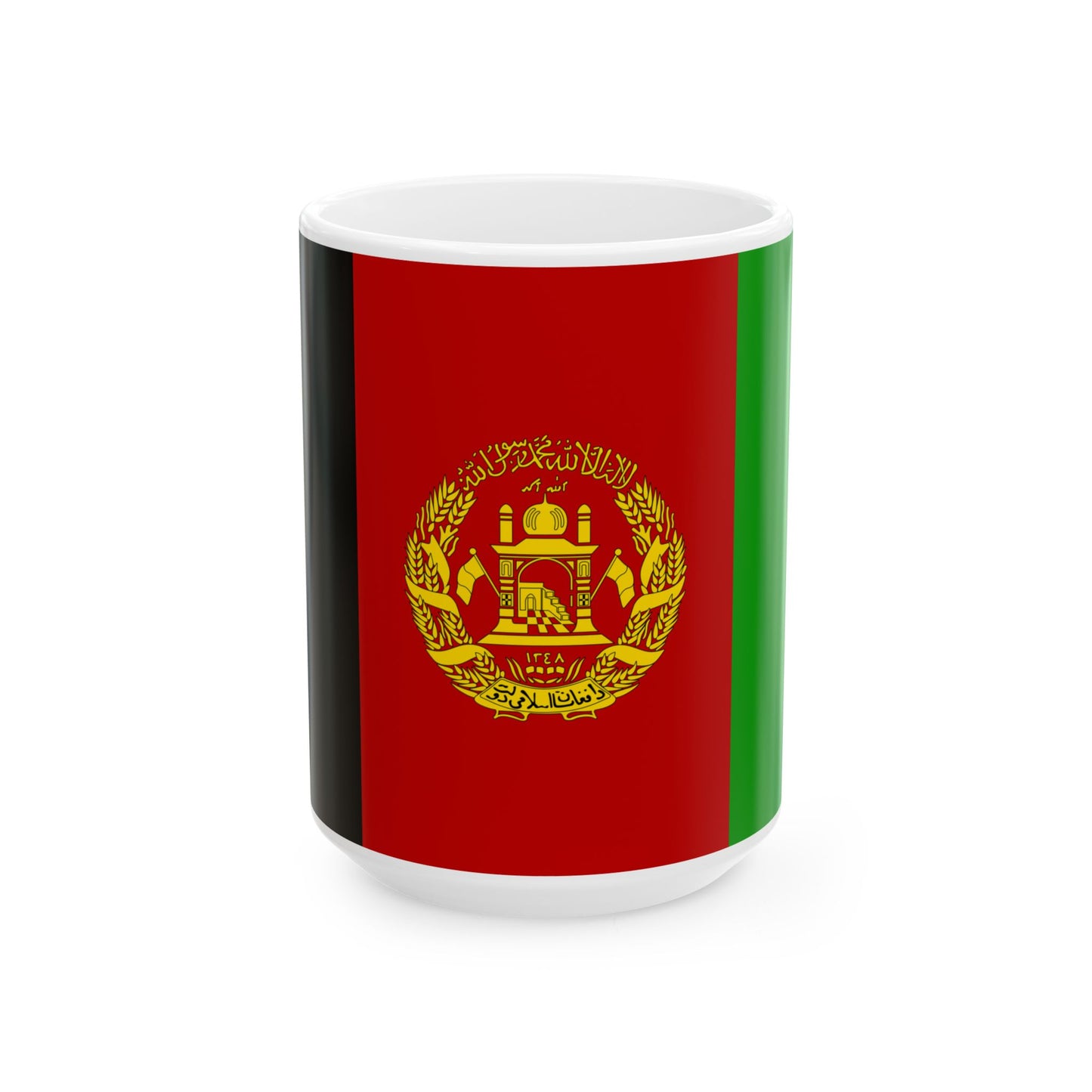 Flag of Afghanistan 2002-2004 variant with golden arms (Afghanistan) White Coffee Mug-15oz-Go Mug Yourself