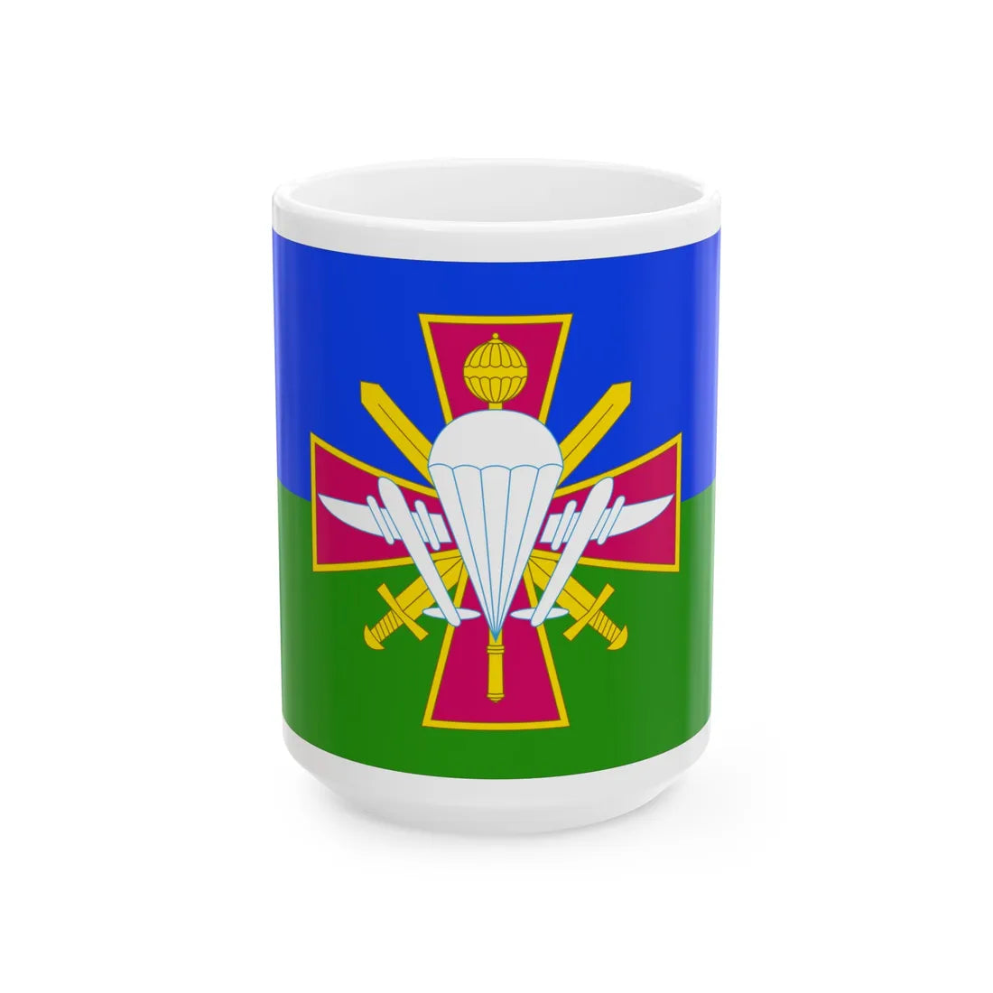 Flag of Airmobile troops of Ukraine (Ukraine) White Coffee Mug 15oz - Go Mug Yourself