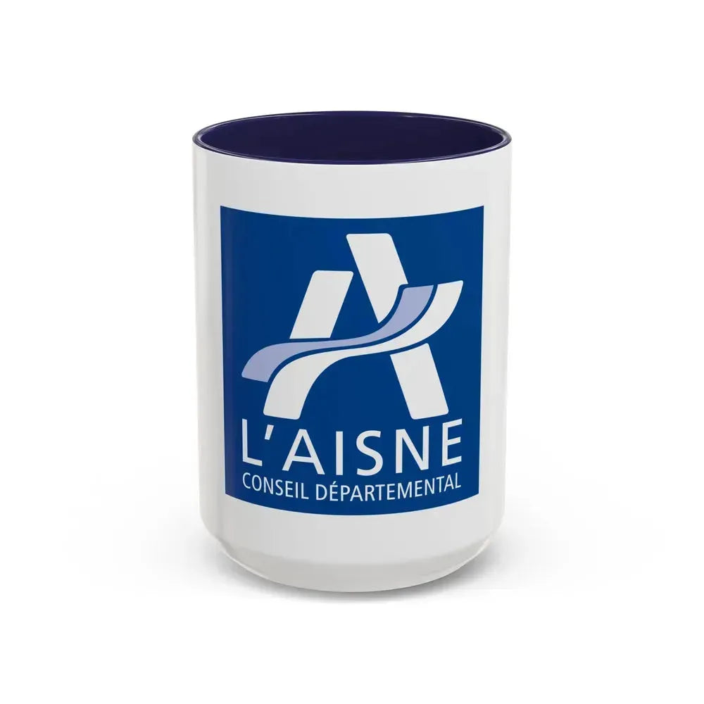 Flag of Aisne France - Accent Coffee Mug 15oz Navy - Go Mug Yourself