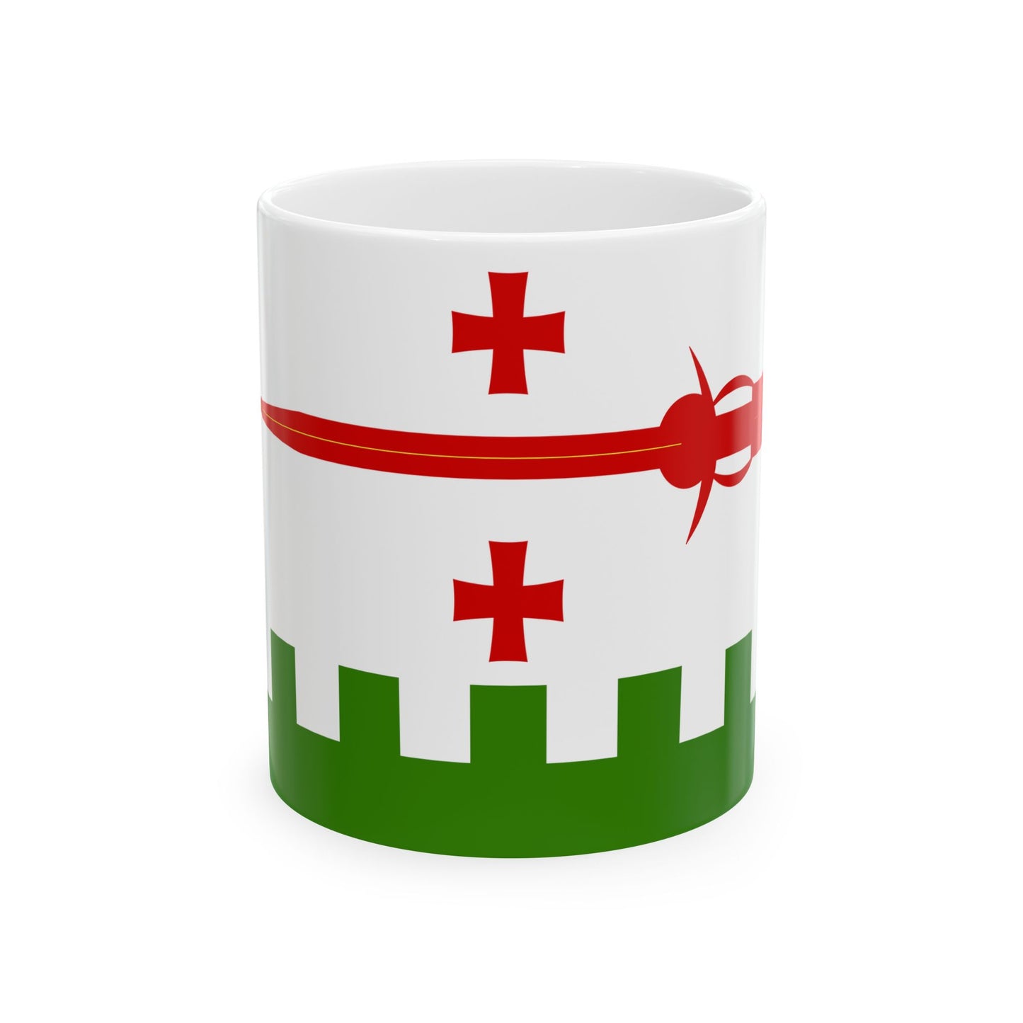 Flag of Akhaltsikhe Municipality (Georgia) White Coffee Mug-11oz-Go Mug Yourself