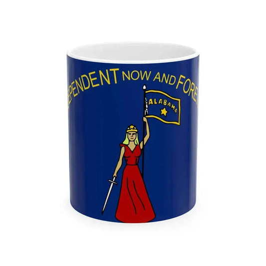 Flag of Alabama 1861 obverse (United States) White Coffee Mug 11oz - Go Mug Yourself