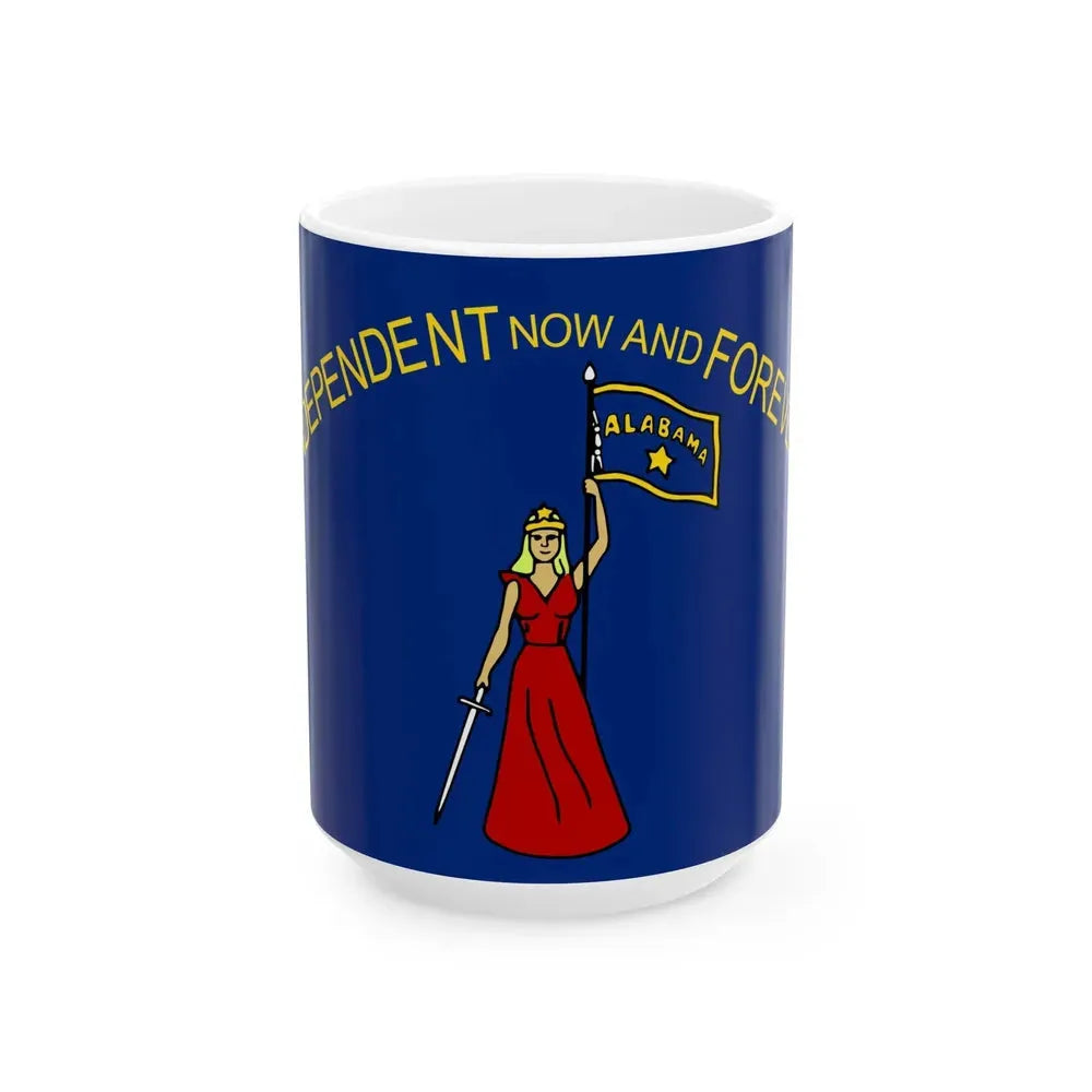 Flag of Alabama 1861 obverse (United States) White Coffee Mug 15oz - Go Mug Yourself