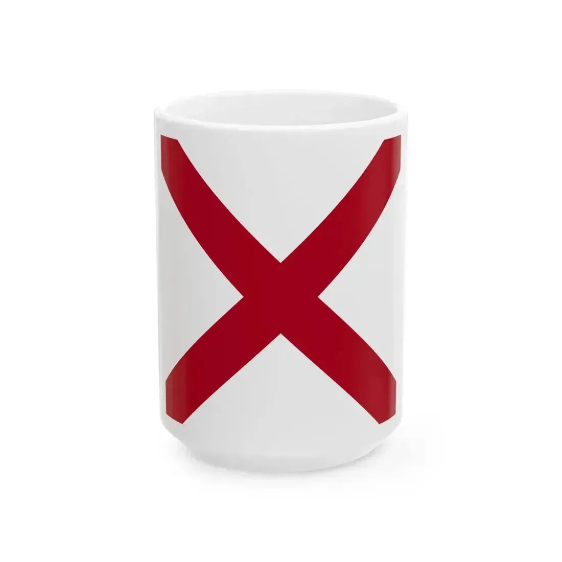 Flag of Alabama square (United States) White Coffee Mug 15oz - Go Mug Yourself