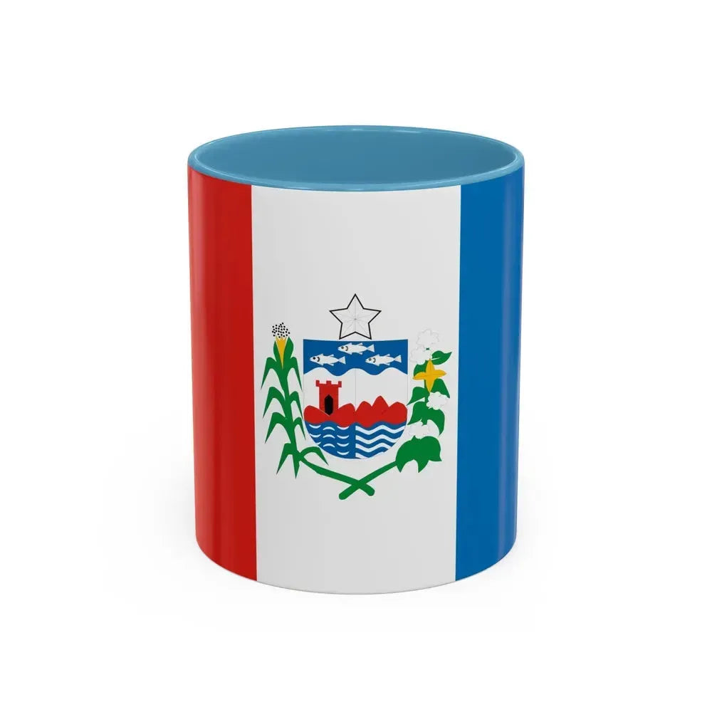 Flag of Alagoas Brazil - Accent Coffee Mug 11oz Light Blue - Go Mug Yourself