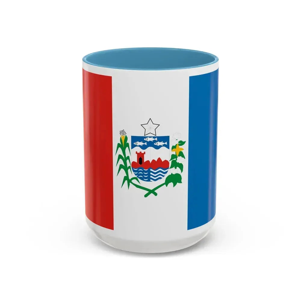 Flag of Alagoas Brazil - Accent Coffee Mug 15oz Light Blue - Go Mug Yourself