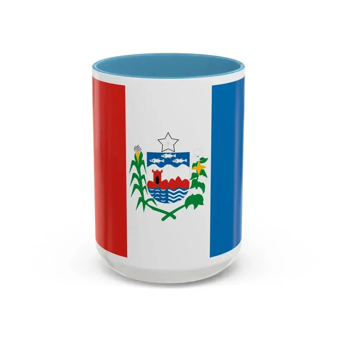Flag of Alagoas Brazil - Accent Coffee Mug 15oz Light Blue - Go Mug Yourself