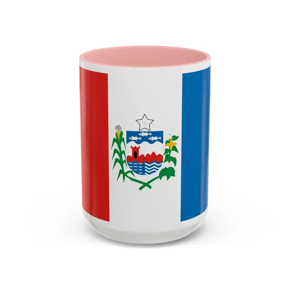 Flag of Alagoas Brazil - Accent Coffee Mug 15oz Pink - Go Mug Yourself