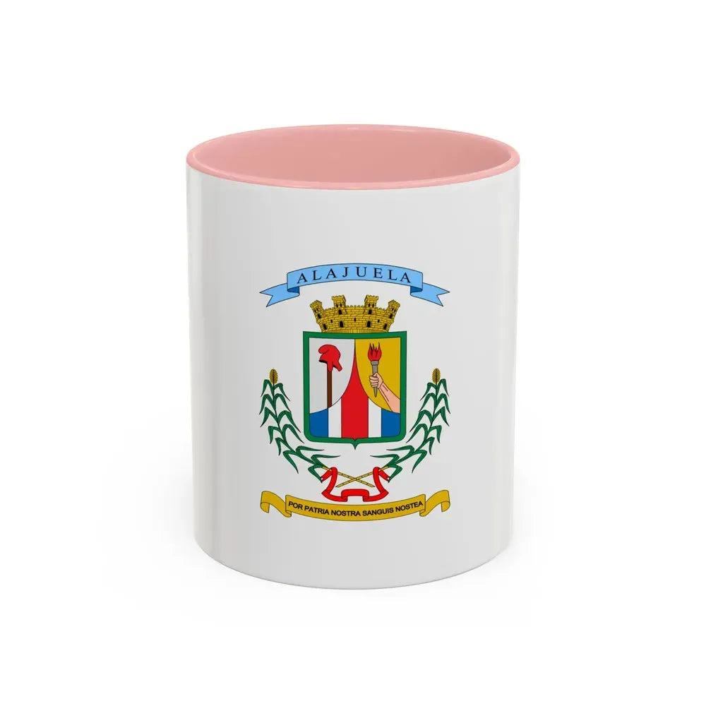 Flag of Alajuela Province Costa Rica - Accent Coffee Mug 11oz Pink - Go Mug Yourself
