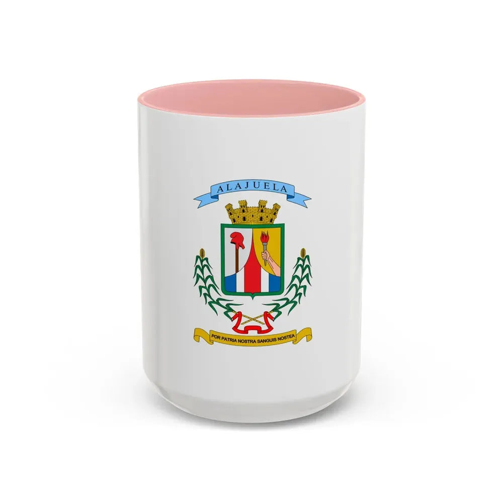 Flag of Alajuela Province Costa Rica - Accent Coffee Mug 15oz Pink - Go Mug Yourself