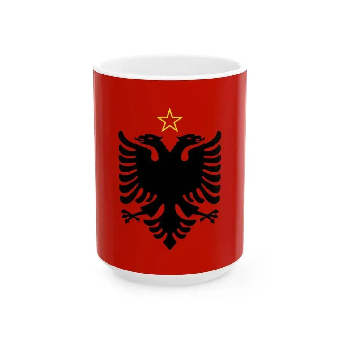 Flag of Albania 1946-1992 3-2 (Albania) White Coffee Mug 15oz - Go Mug Yourself