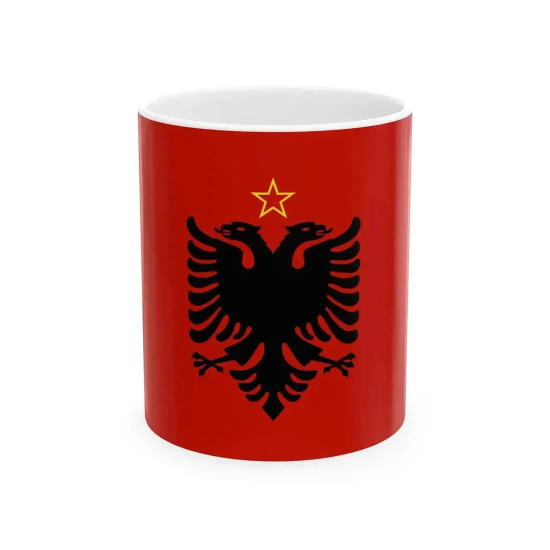 Flag of Albania 1946-1992 (Albania) White Coffee Mug 11oz - Go Mug Yourself