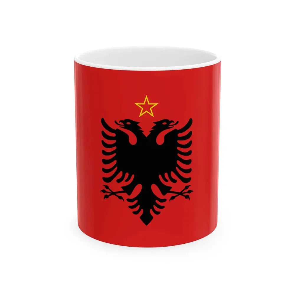 Flag of Albania 1946-1992 Bright Red Changed Eagle (Albania) White Coffee Mug 11oz - Go Mug Yourself