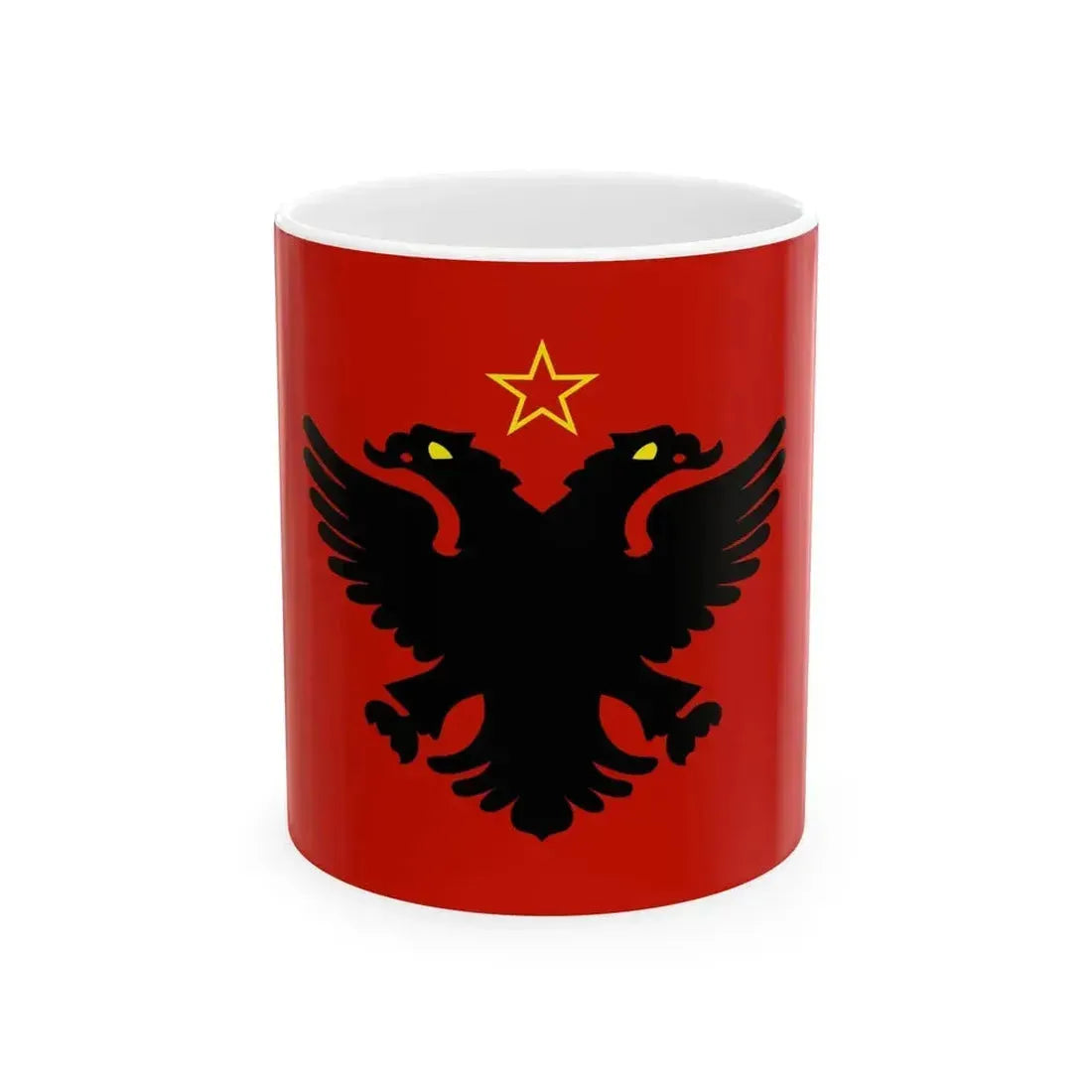 Flag of Albania 1946-1992 Variant (Albania) White Coffee Mug 11oz - Go Mug Yourself