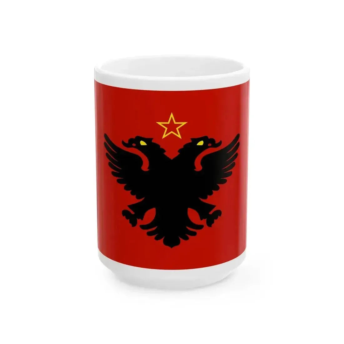 Flag of Albania 1946-1992 Variant (Albania) White Coffee Mug 15oz - Go Mug Yourself