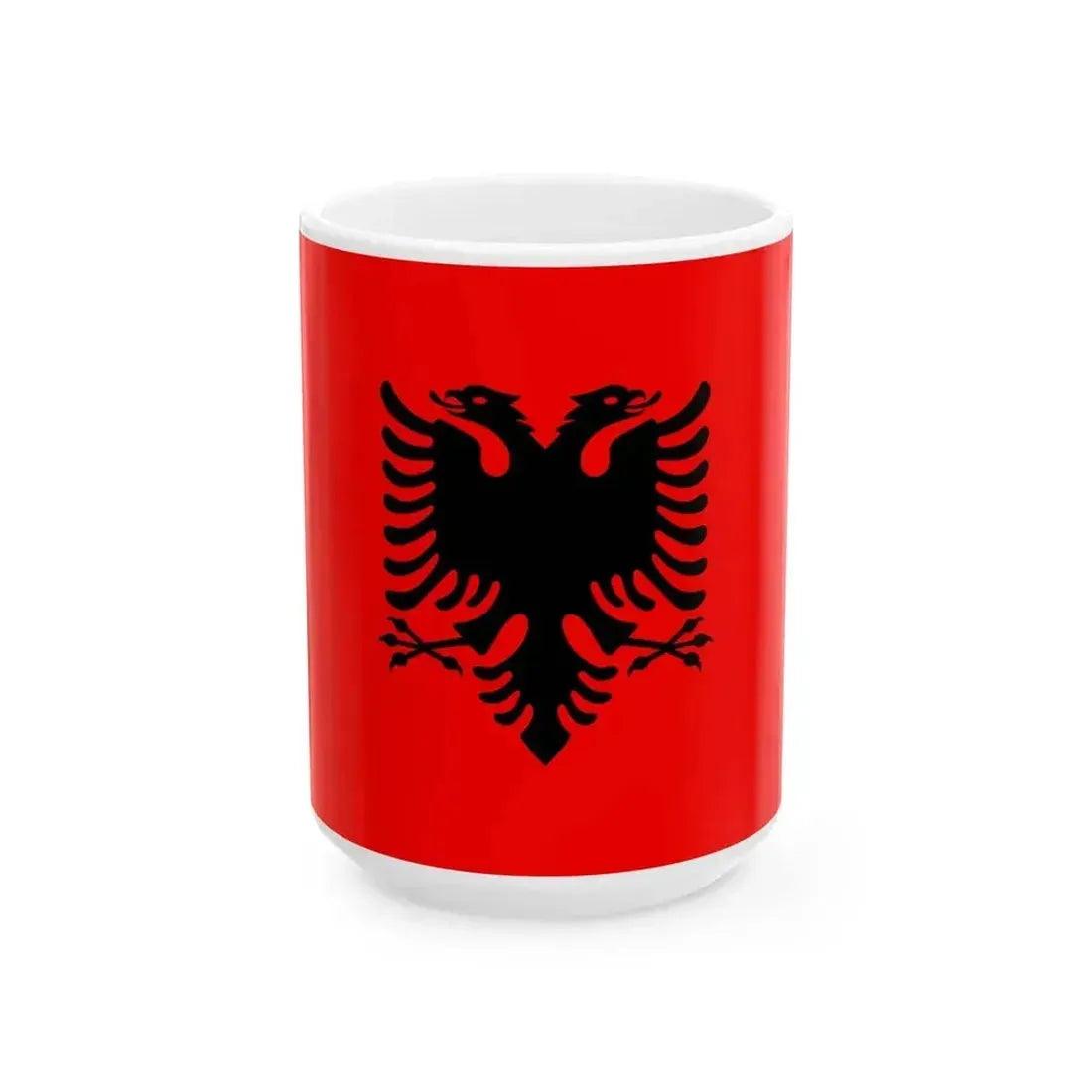 Flag of Albania 2-1 (Albania) White Coffee Mug 15oz - Go Mug Yourself