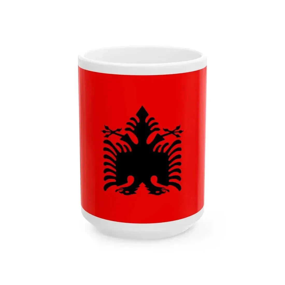Flag of Albania upside down (Albania) White Coffee Mug 15oz - Go Mug Yourself