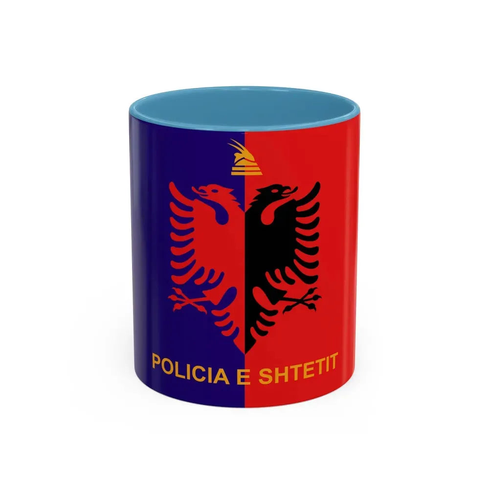 Flag of Albanian State Police - Accent Coffee Mug 11oz Light Blue - Go Mug Yourself