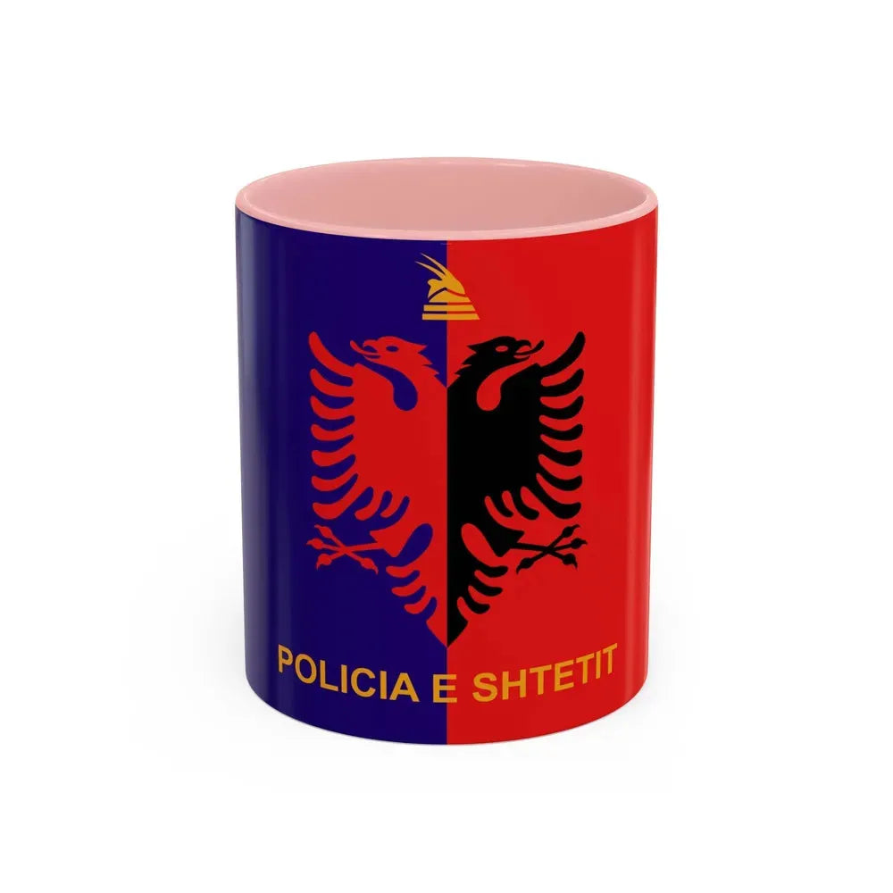 Flag of Albanian State Police - Accent Coffee Mug 11oz Pink - Go Mug Yourself