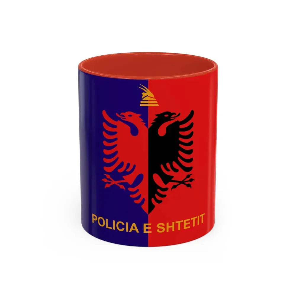 Flag of Albanian State Police - Accent Coffee Mug 11oz Red - Go Mug Yourself
