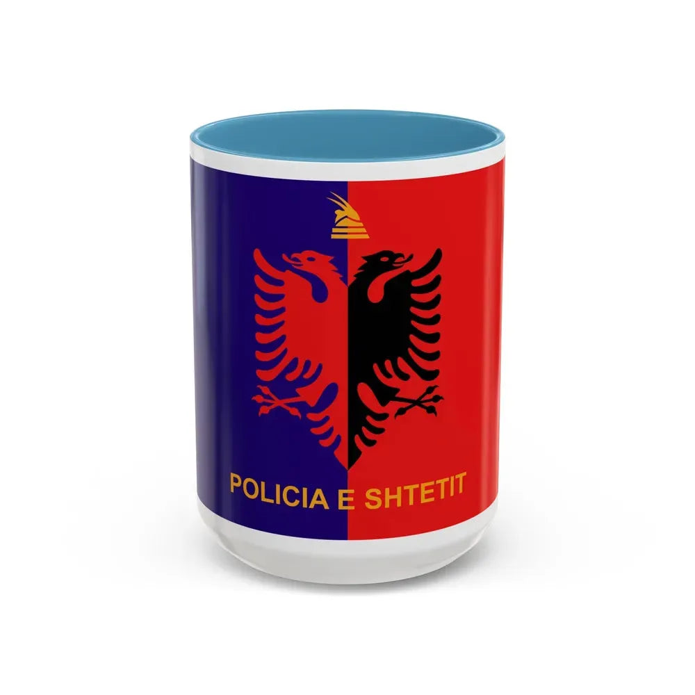 Flag of Albanian State Police - Accent Coffee Mug 15oz Light Blue - Go Mug Yourself