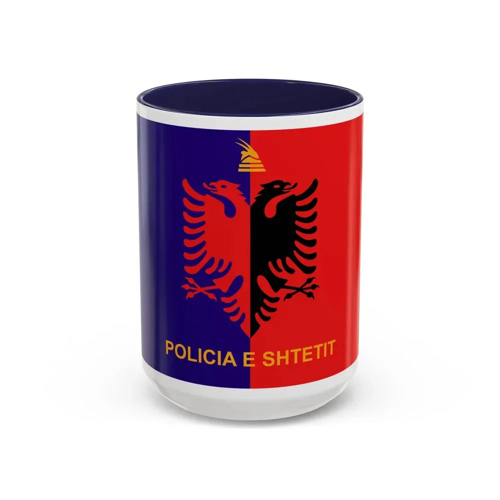 Flag of Albanian State Police - Accent Coffee Mug 15oz Navy - Go Mug Yourself