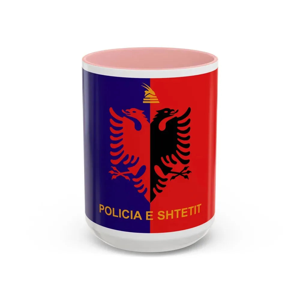 Flag of Albanian State Police - Accent Coffee Mug 15oz Pink - Go Mug Yourself