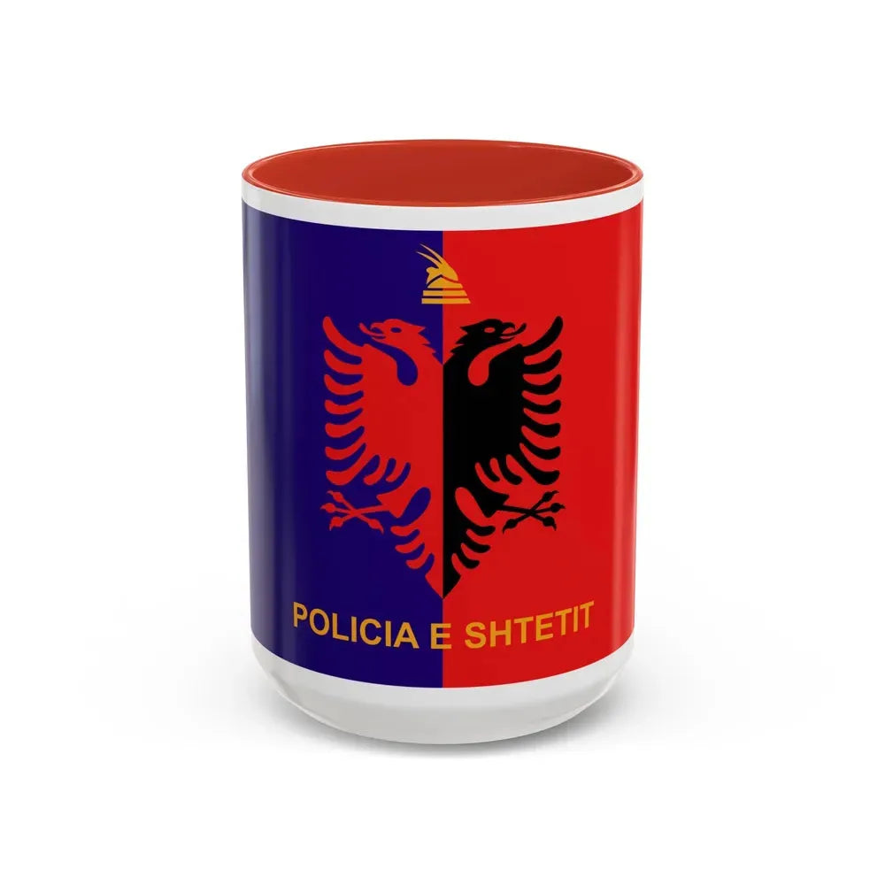 Flag of Albanian State Police - Accent Coffee Mug 15oz Red - Go Mug Yourself