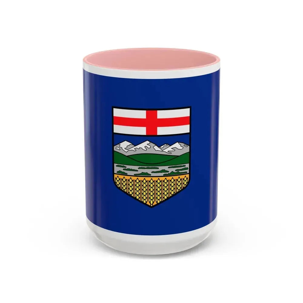Flag of Alberta Canada - Accent Coffee Mug 15oz Pink - Go Mug Yourself