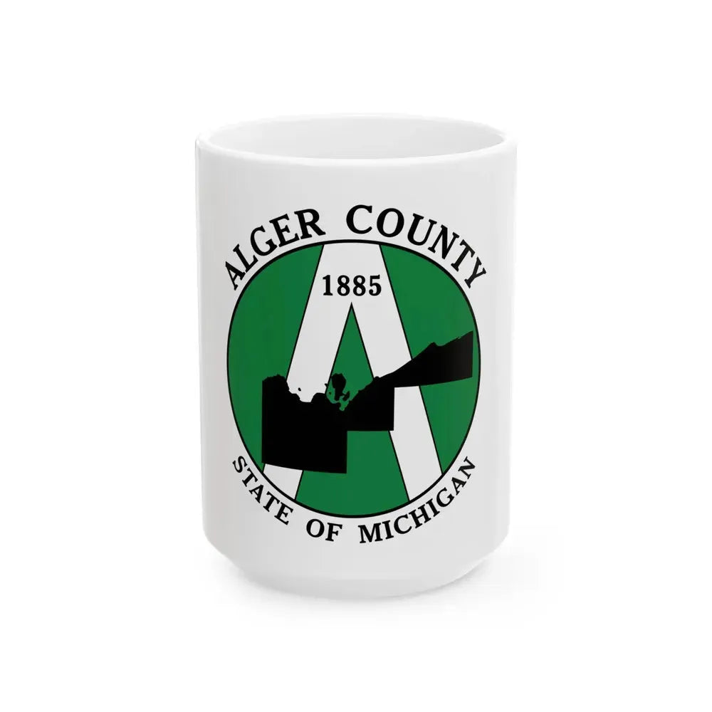 Flag of Alger County Michigan (United States) White Coffee Mug 15oz - Go Mug Yourself
