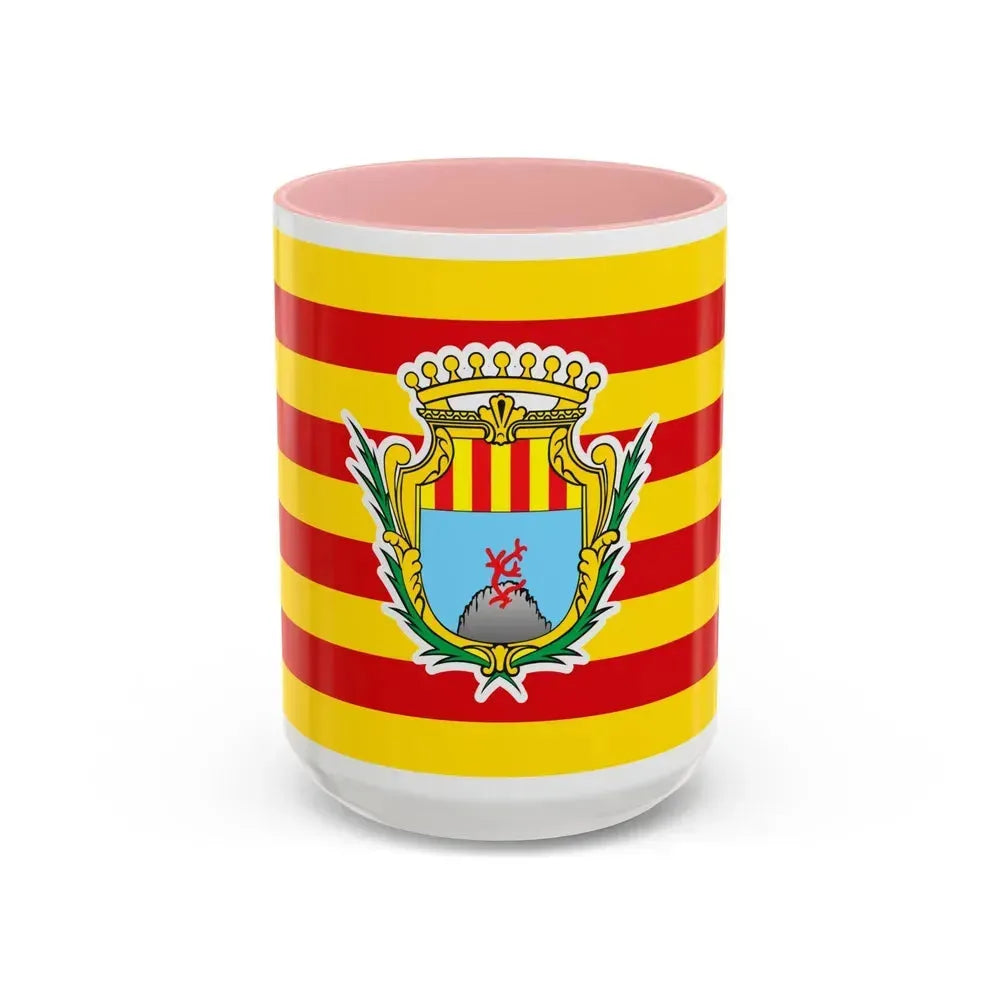 Flag of Alghero Italy - Accent Coffee Mug 15oz Pink - Go Mug Yourself