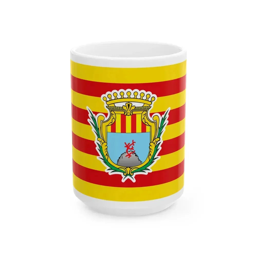 Flag of Alghero Italy - White Coffee Mug 15oz - Go Mug Yourself