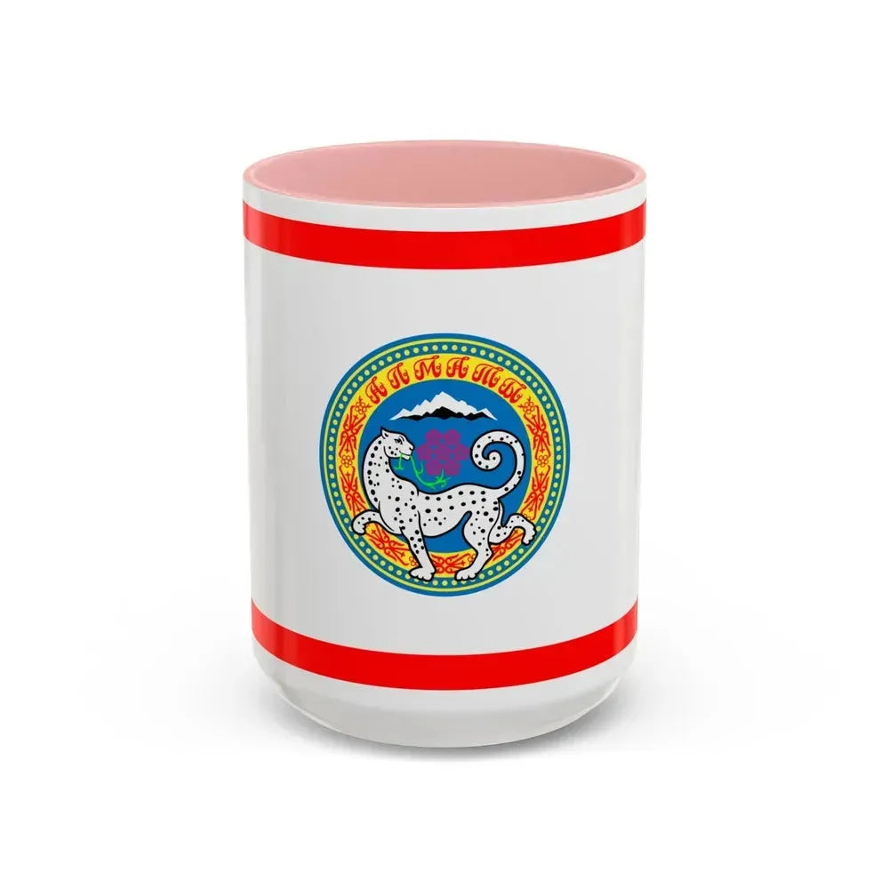 Flag of Almaty Kazakhstan - Accent Coffee Mug 15oz Pink - Go Mug Yourself
