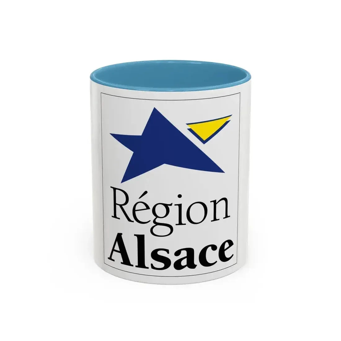 Flag of Alsace France 2 - Accent Coffee Mug 11oz Light Blue - Go Mug Yourself