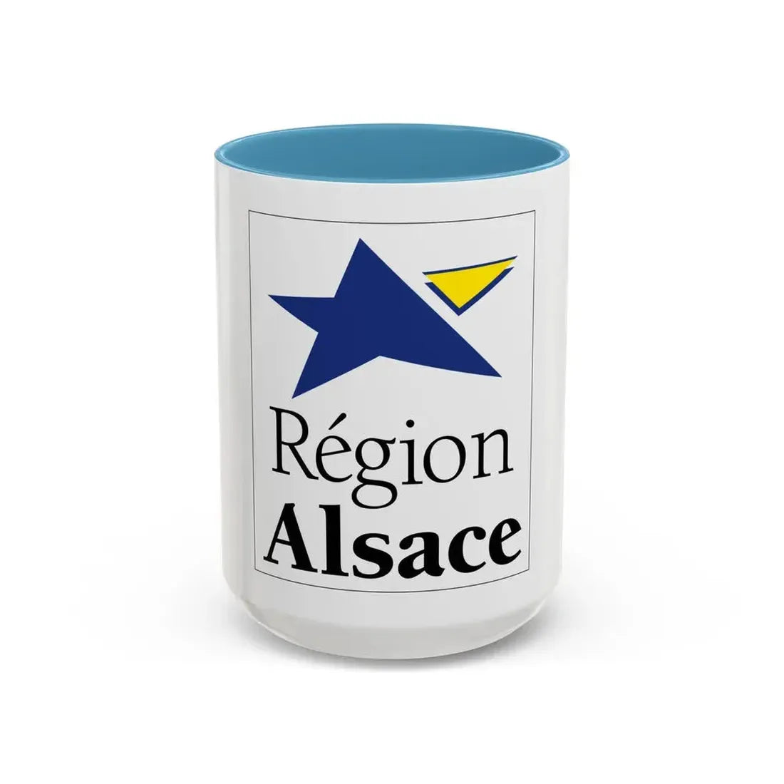 Flag of Alsace France 2 - Accent Coffee Mug 15oz Light Blue - Go Mug Yourself