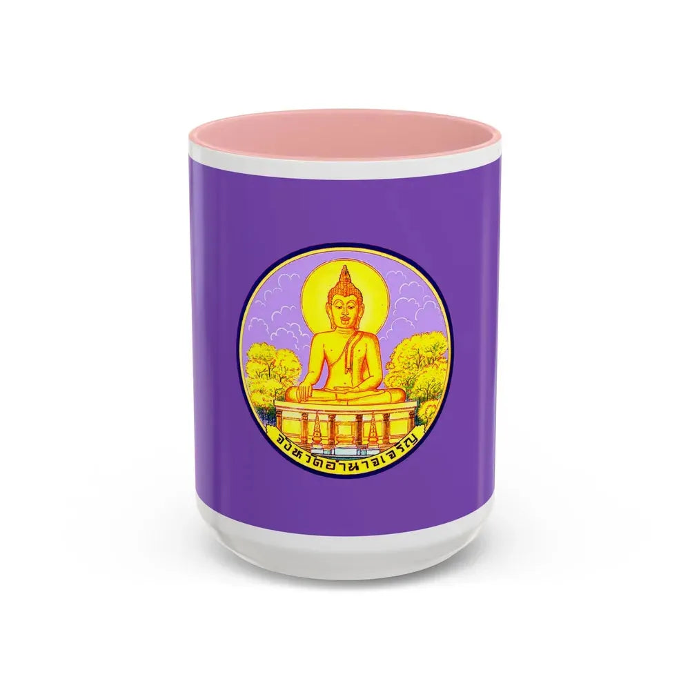Flag of Amnat Charoen Province Thailand - Accent Coffee Mug 15oz Pink - Go Mug Yourself