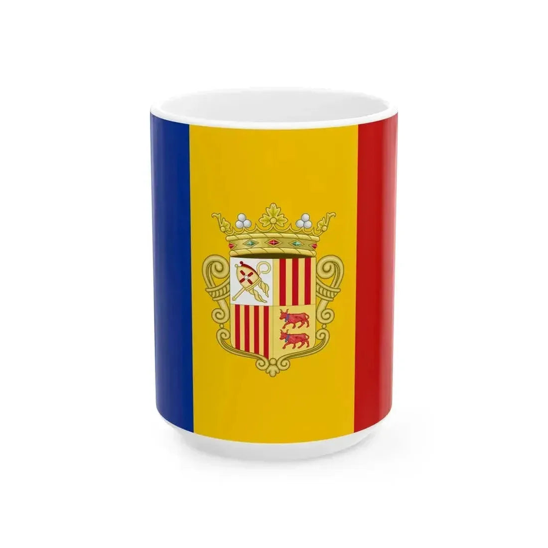 Flag of Andorra 1939-1949 3-2 (Andorra) White Coffee Mug 15oz - Go Mug Yourself