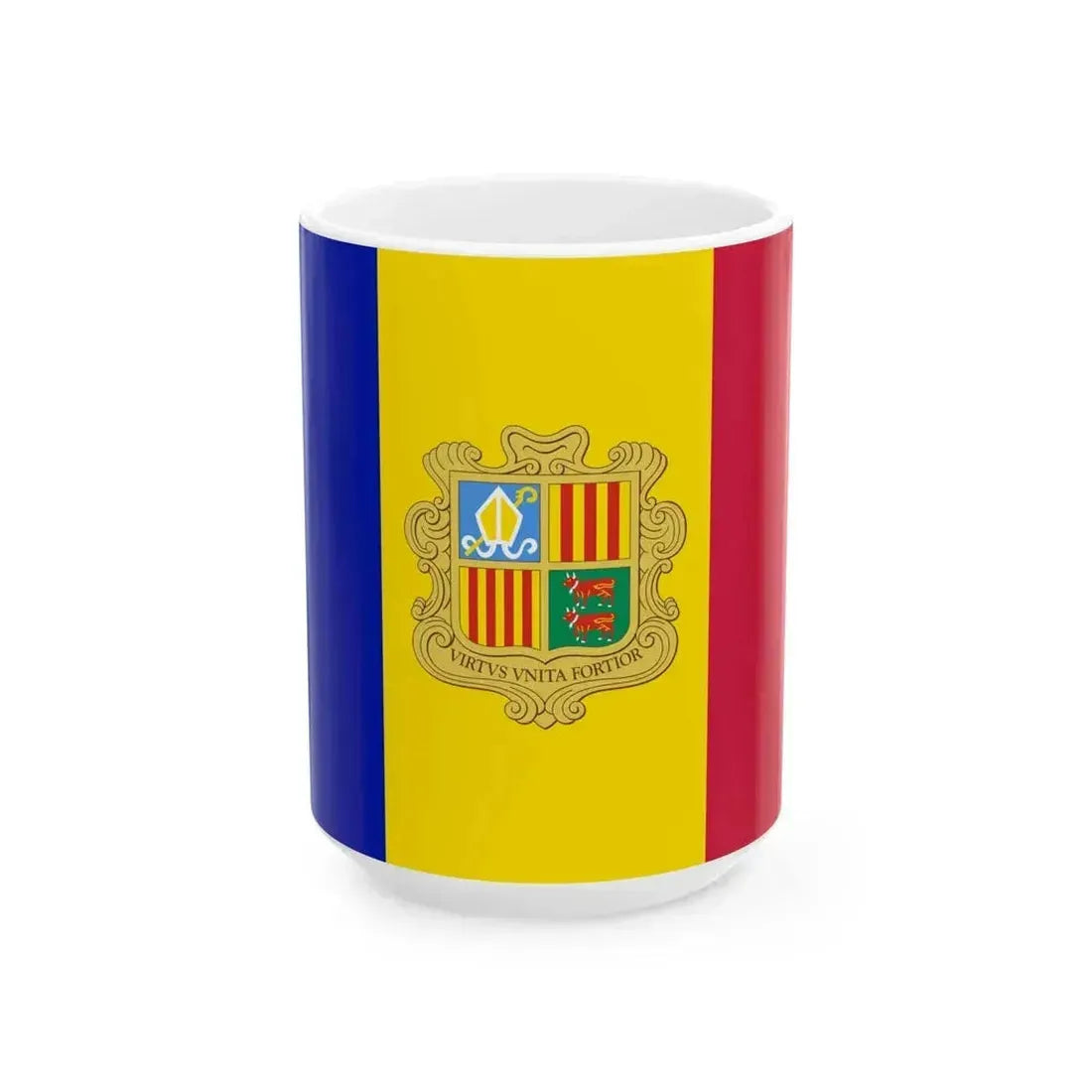 Flag of Andorra 1949-1959 3-2 (Andorra) White Coffee Mug 15oz - Go Mug Yourself