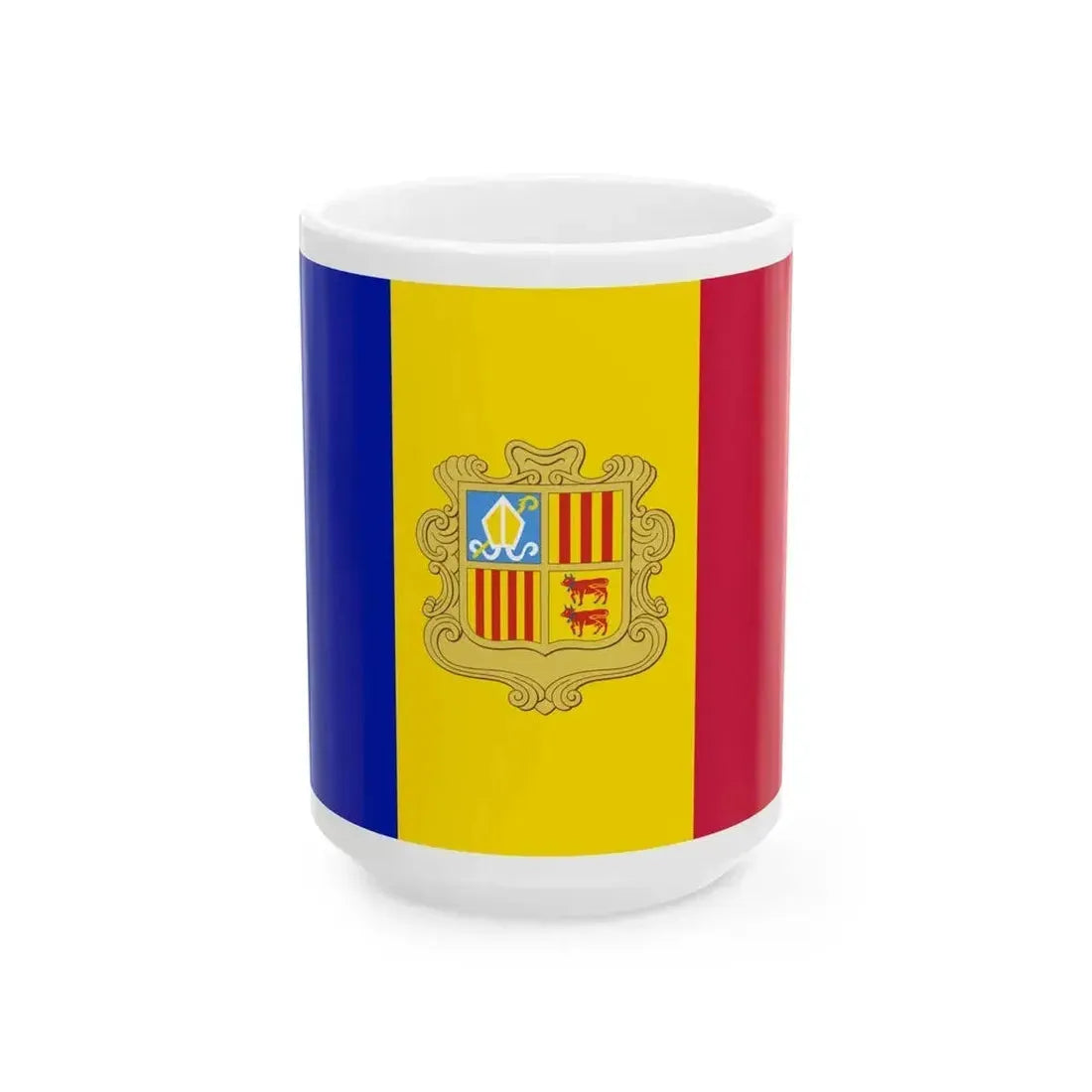 Flag of Andorra 1959-1971 3-2 (Andorra) White Coffee Mug 15oz - Go Mug Yourself