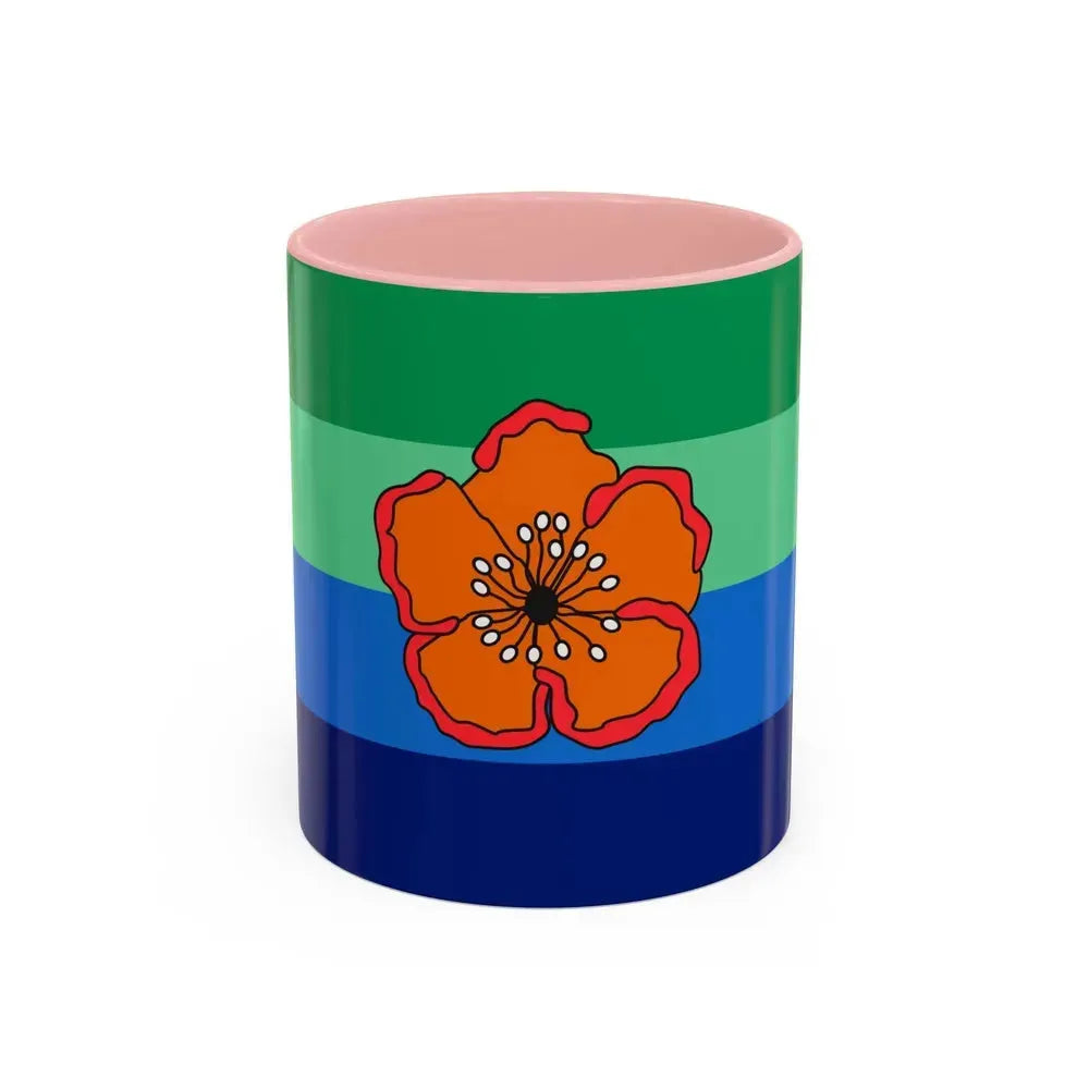 Flag of Angaur Palau - Accent Coffee Mug 11oz Pink - Go Mug Yourself