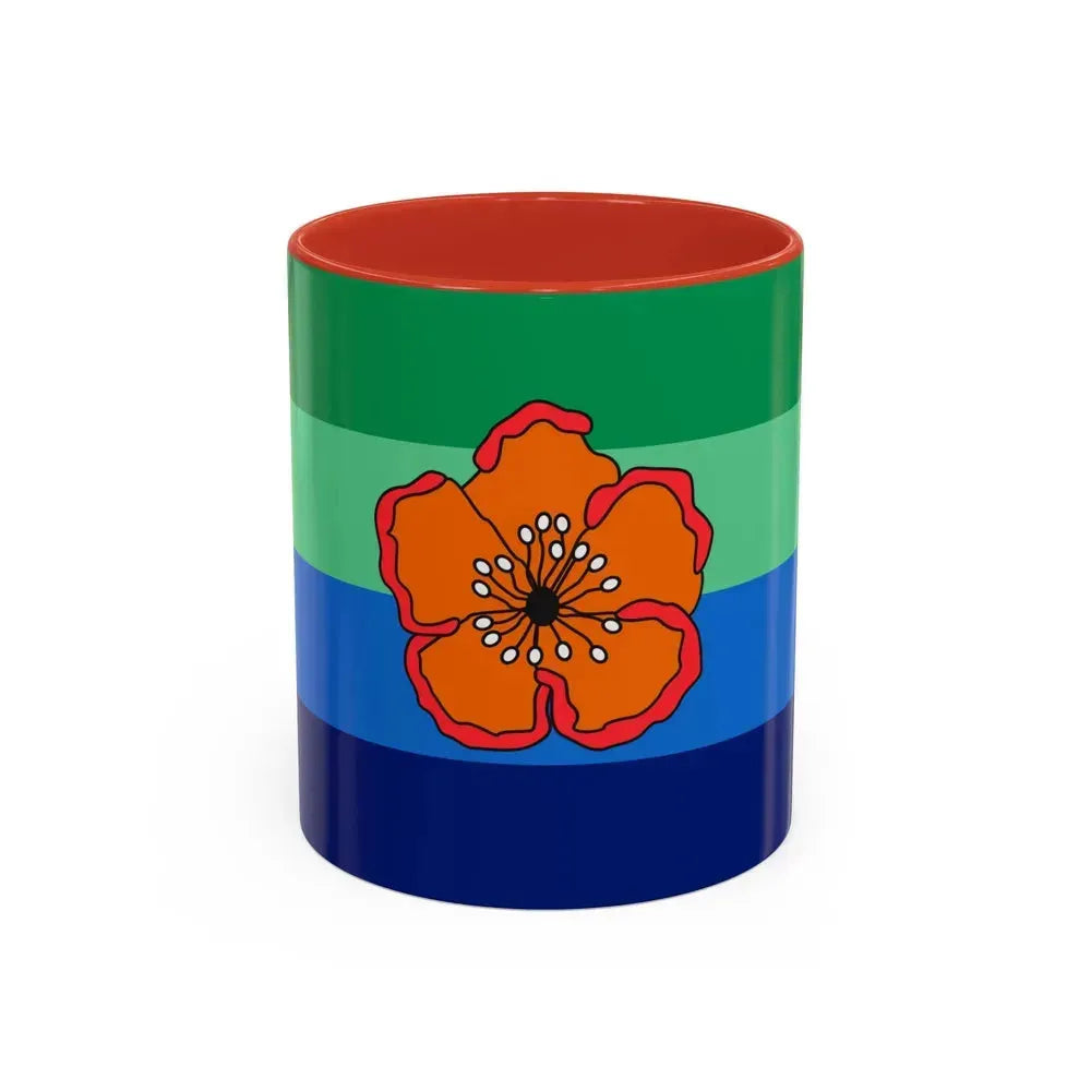 Flag of Angaur Palau - Accent Coffee Mug 11oz Red - Go Mug Yourself