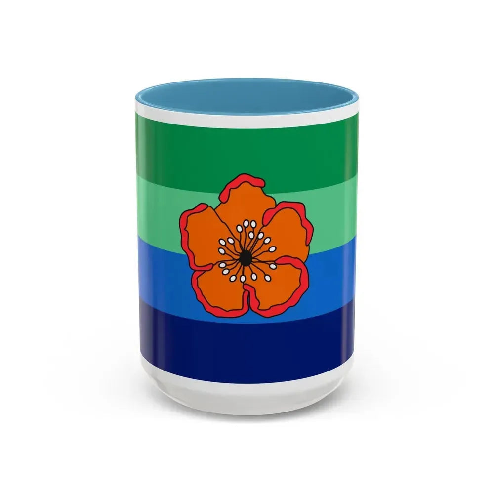 Flag of Angaur Palau - Accent Coffee Mug 15oz Light Blue - Go Mug Yourself