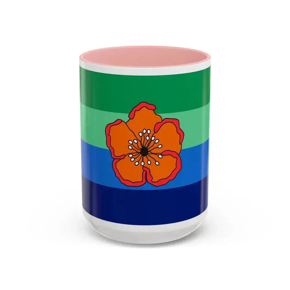 Flag of Angaur Palau - Accent Coffee Mug 15oz Pink - Go Mug Yourself